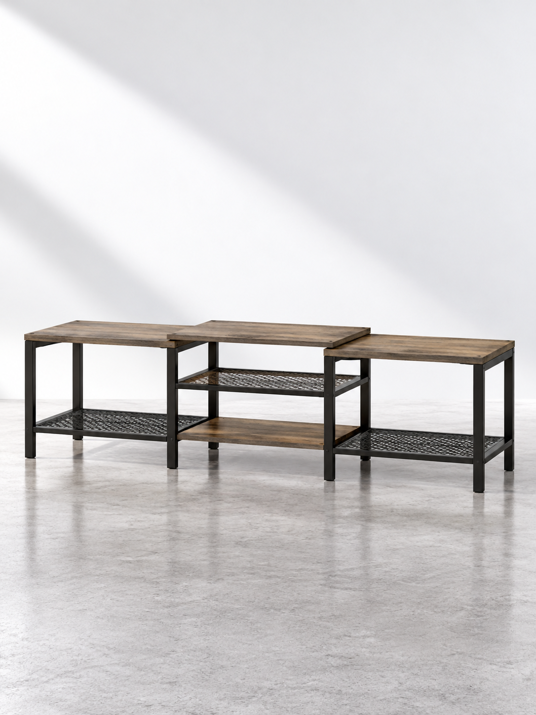 Meuble TV gris à cadre métallique 170 cm – vue 2