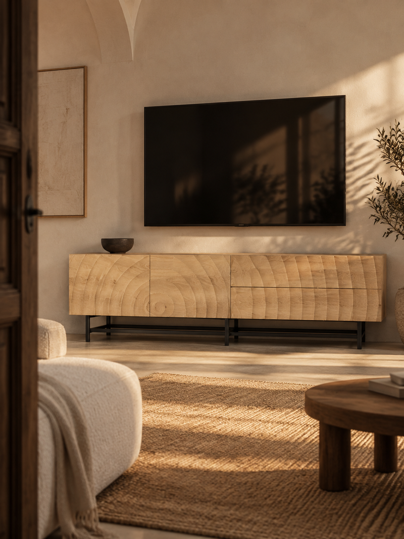 Meuble TV bas texturé 3D 180 cm
