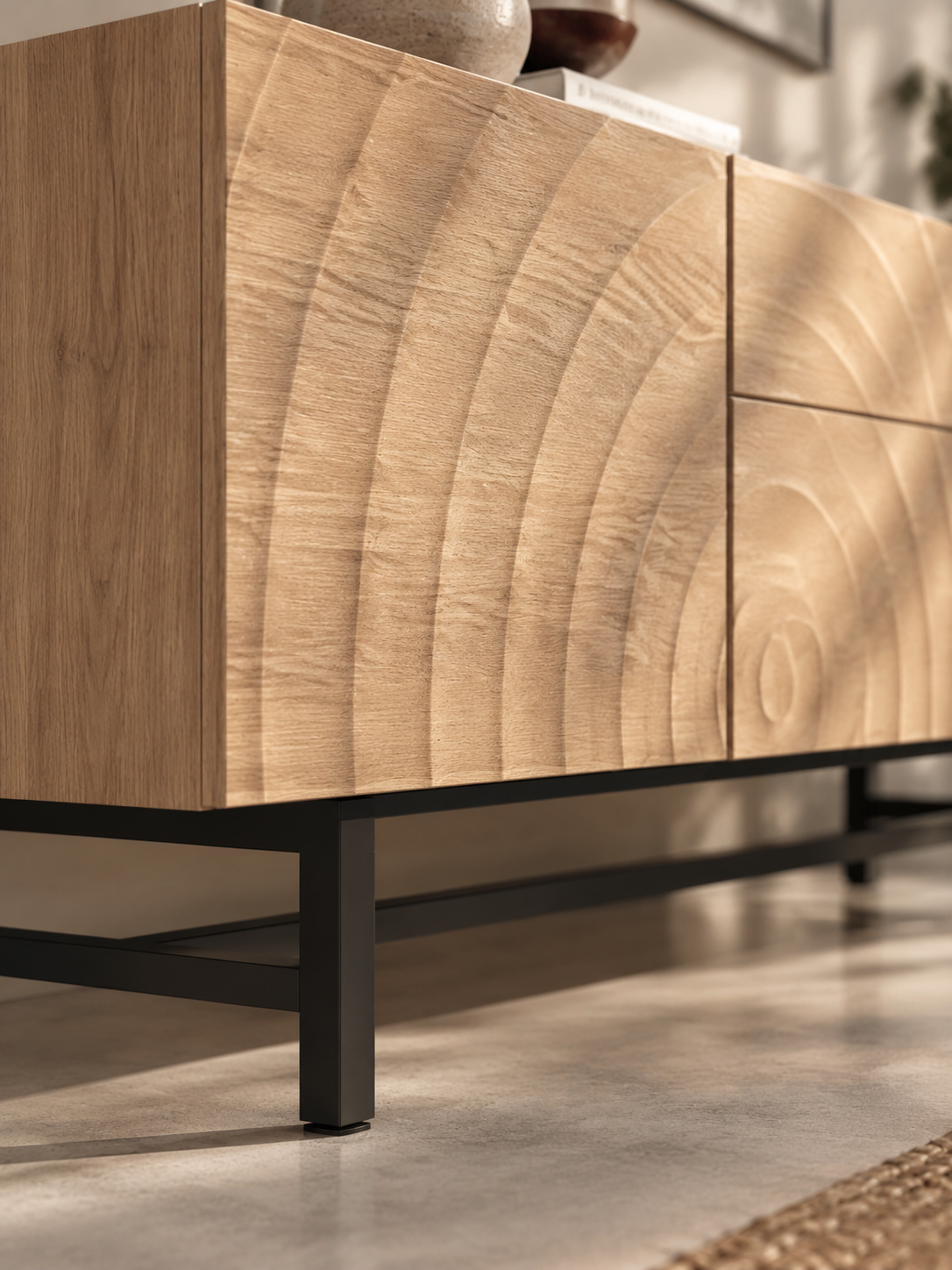 Meuble TV bas texturé 3D 180 cm – vue 3