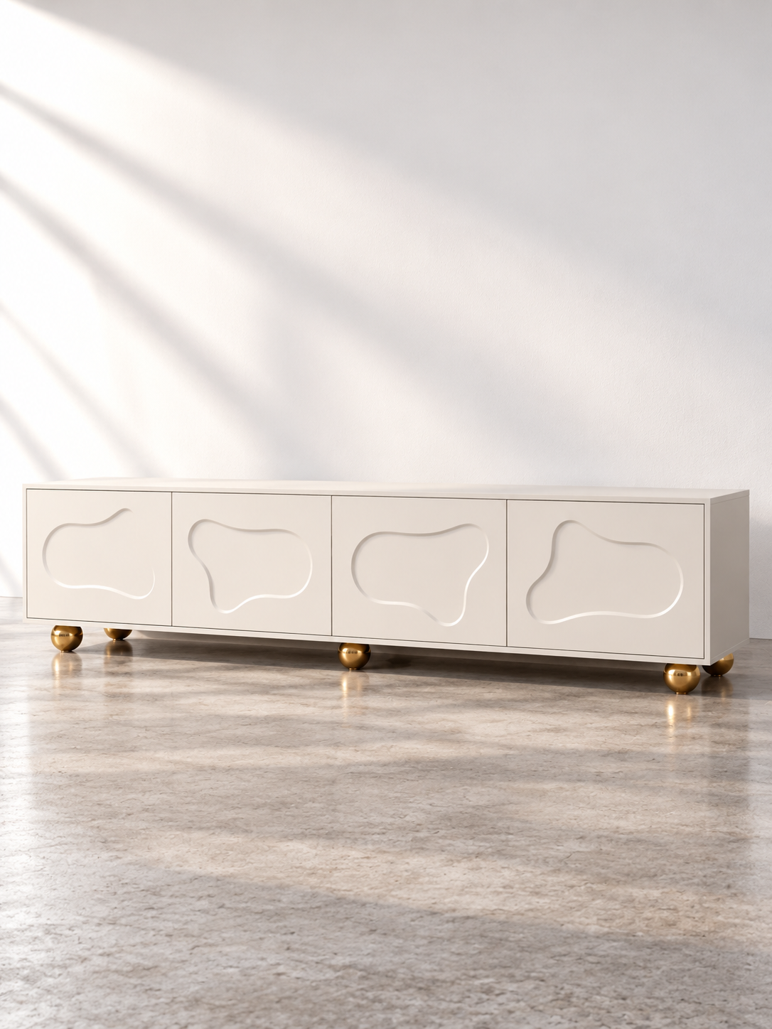 Meuble TV blanc chaud 180 cm – portes nuage – vue 2