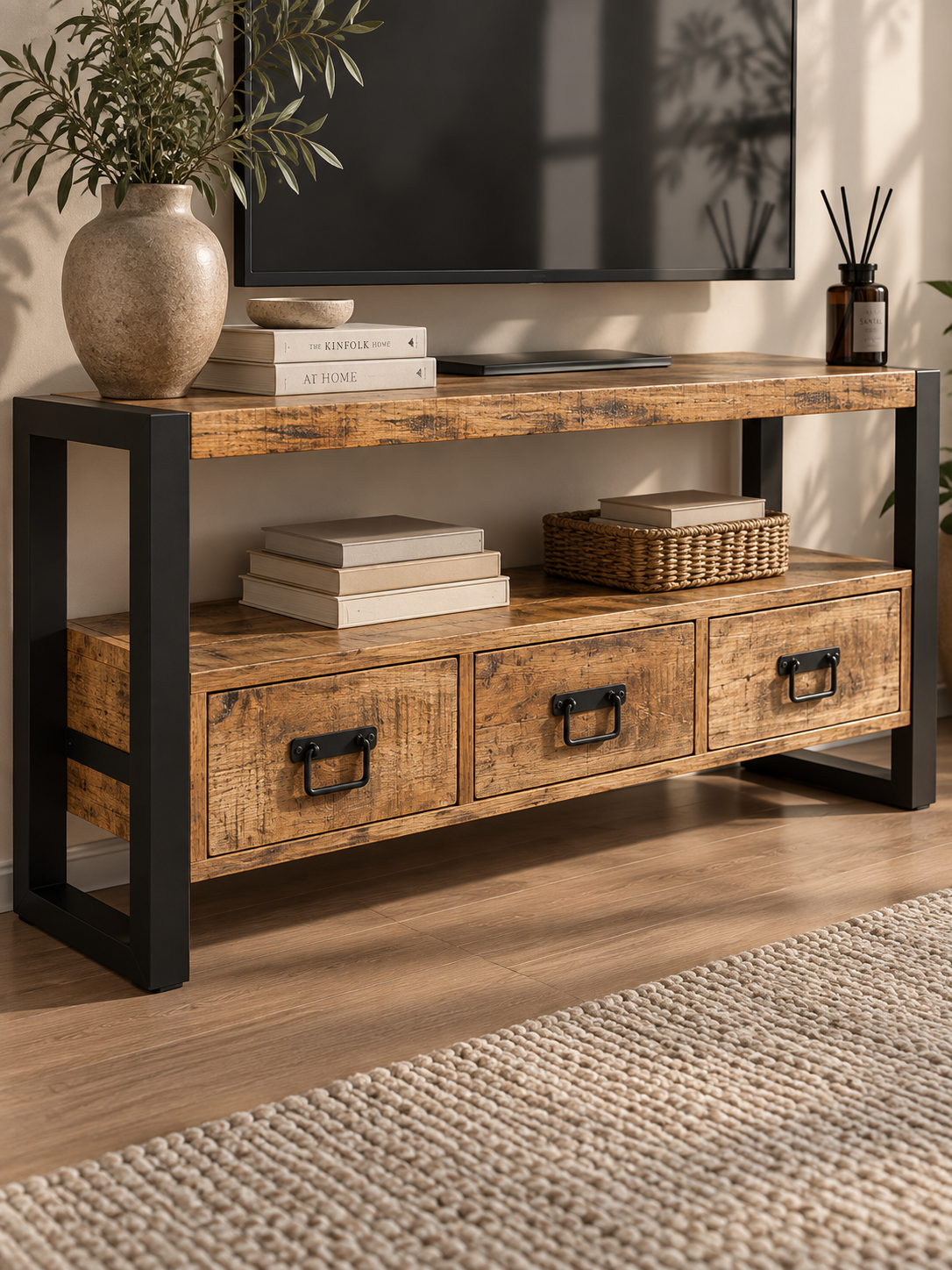 Meuble TV manguier massif 120 cm – vue 3