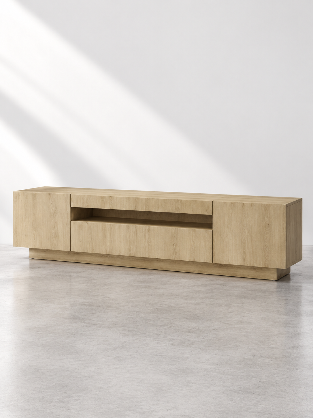 Meuble TV chêne Sonoma 160 cm – éclairage LED – vue 2