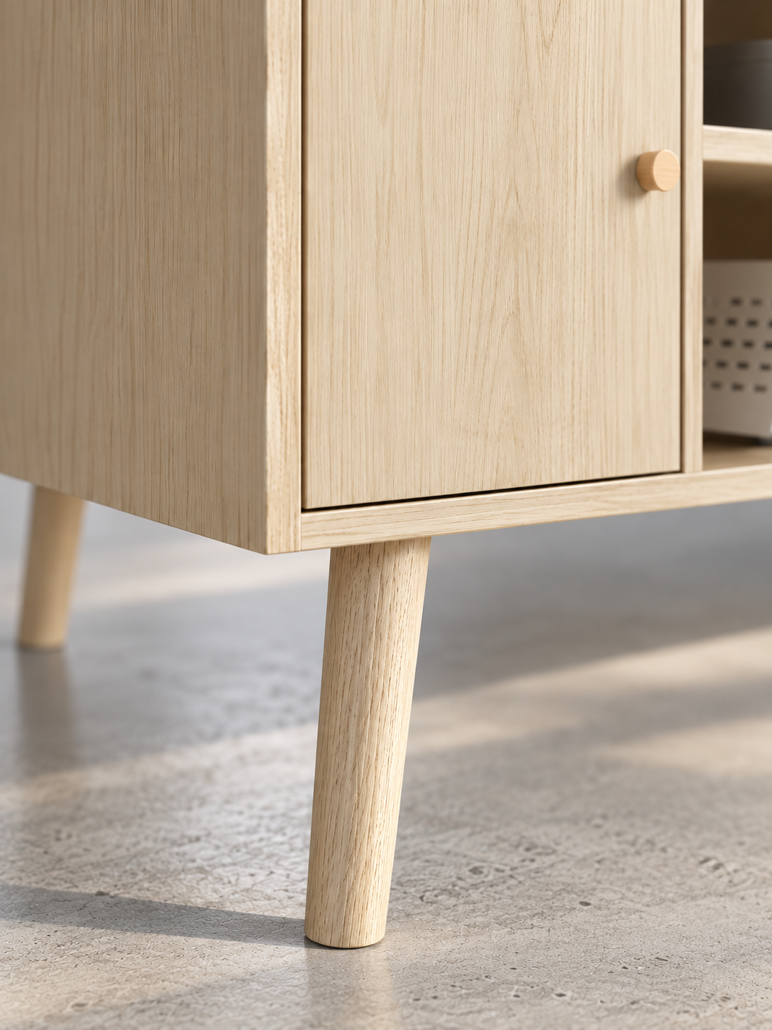 Meuble TV effet bois naturel 120 cm – 2 placards – vue 3