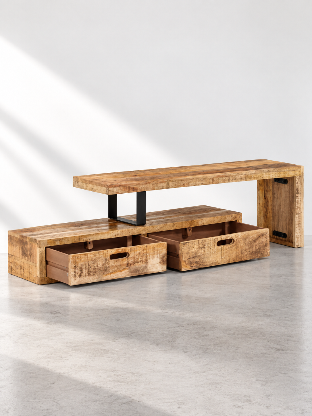 Meuble TV extensible manguier massif 118 à 200 cm – vue 2