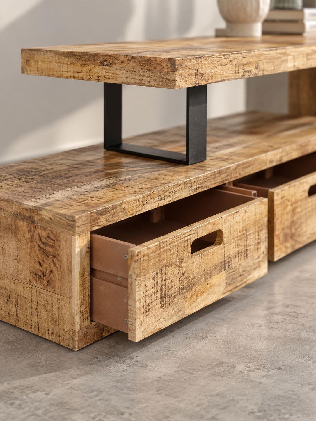 Meuble TV extensible manguier massif 118 à 200 cm – vue 3