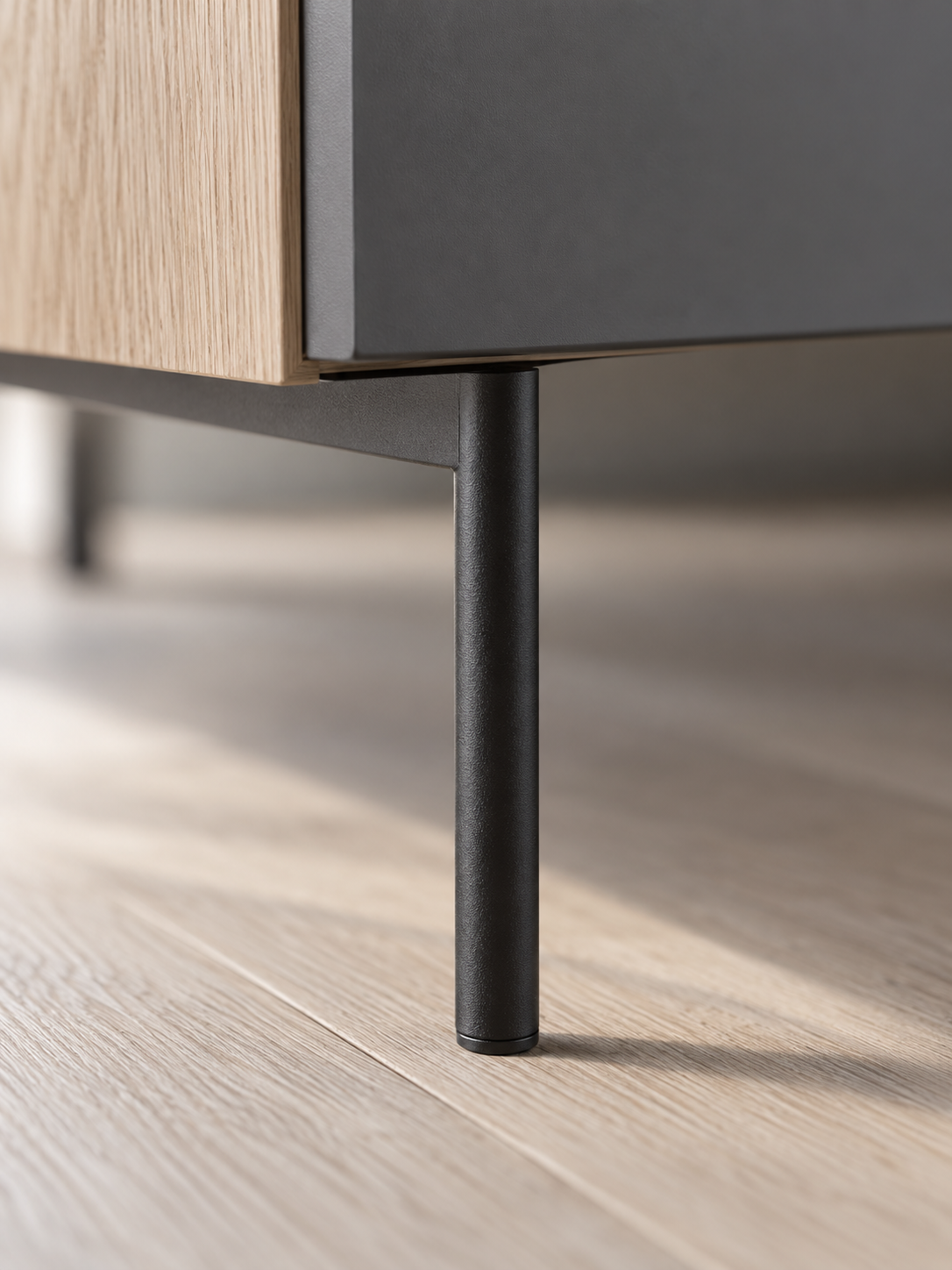 Meuble TV laqué brillant 240 cm – blanc ou noir, tiroir – vue 4