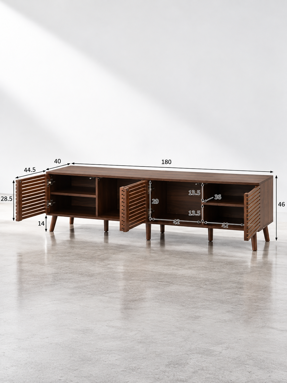 Meuble TV moderne 170 cm – 4 portes – vue 4