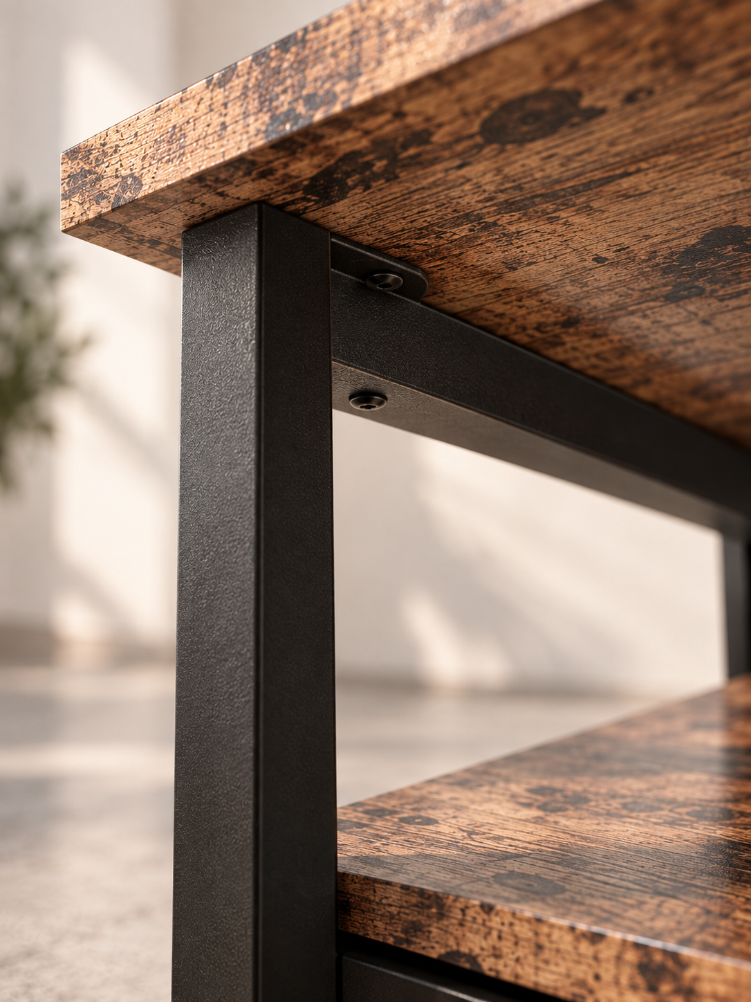 Meuble TV noir 108 cm – 4 tiroirs, cadre métallique – vue 4