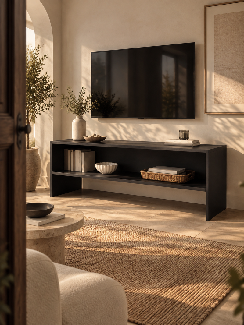 Meuble TV noir compact 100 cm