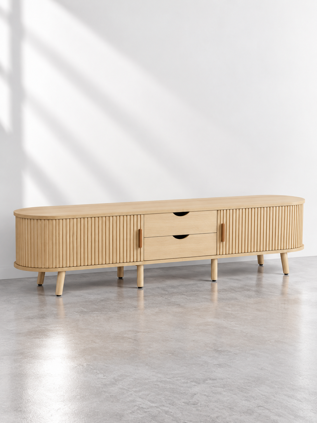 Meuble TV noyer 170 cm – 2 tiroirs, portes coulissantes – vue 2