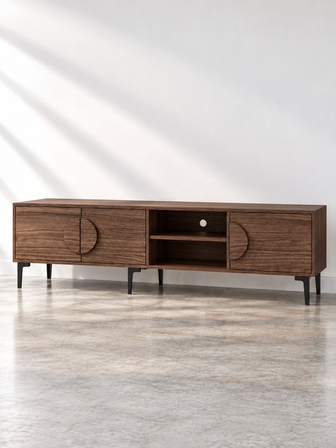 Meuble TV noyer foncé 180 cm – avec bibliothèque – vue 2