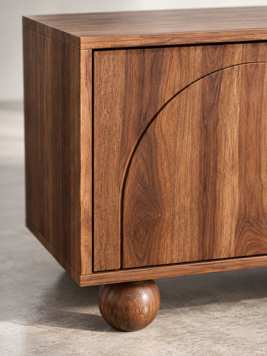 Meuble TV rétro 4 portes push – pieds bois massif – vue 3