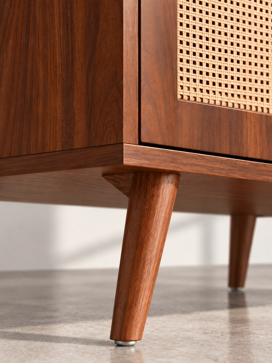 Meuble TV rotin mid-century – ports USB intégrés – vue 3