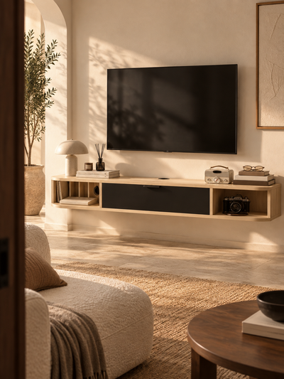 Meuble TV suspendu 120 cm – tiroir rabattable