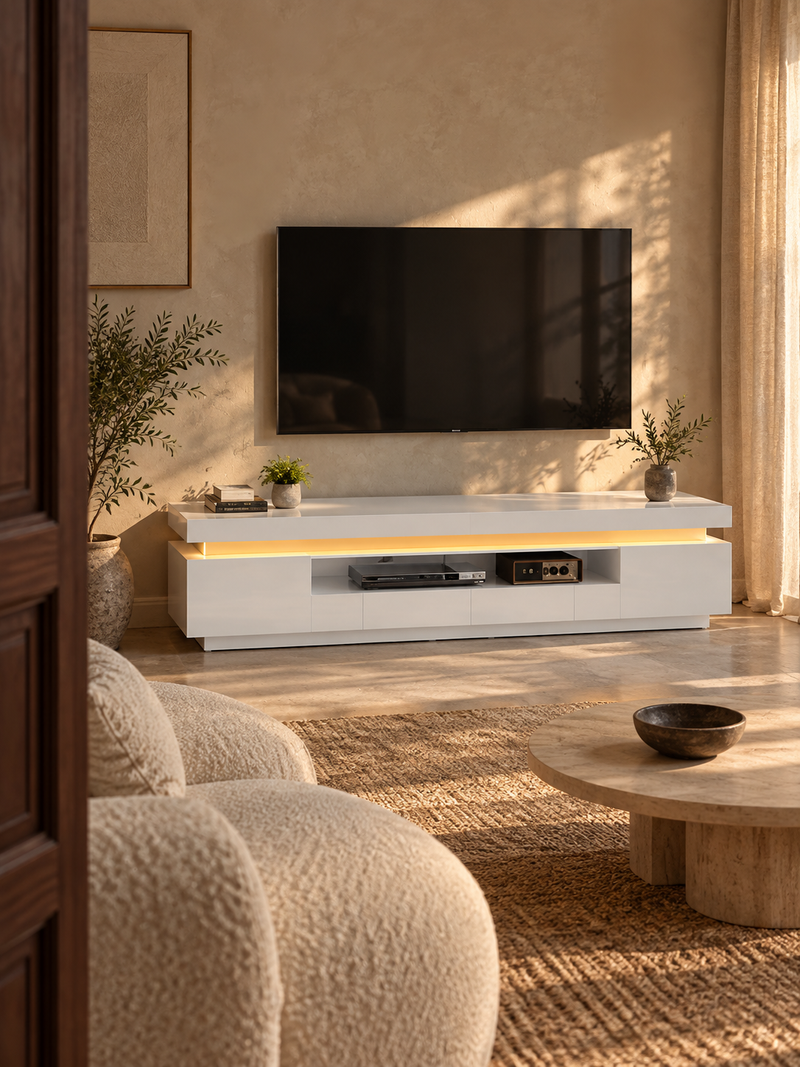 Meuble TV vert armée 175 cm – éclairage LED