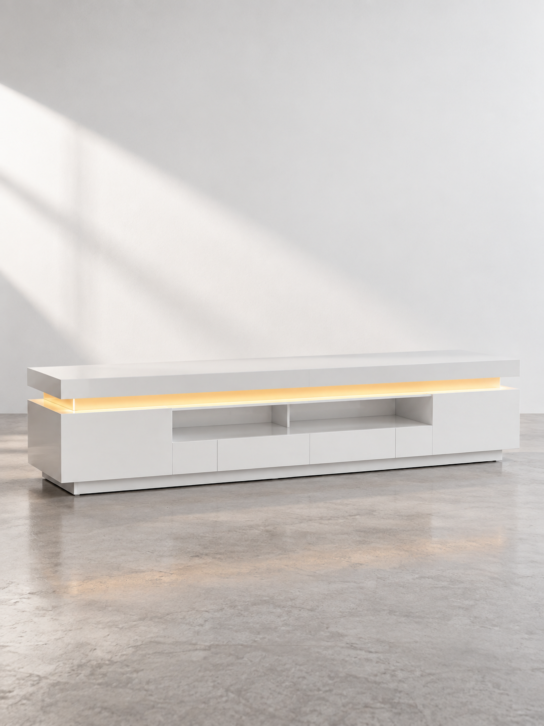 Meuble TV vert armée 175 cm – éclairage LED – vue 2