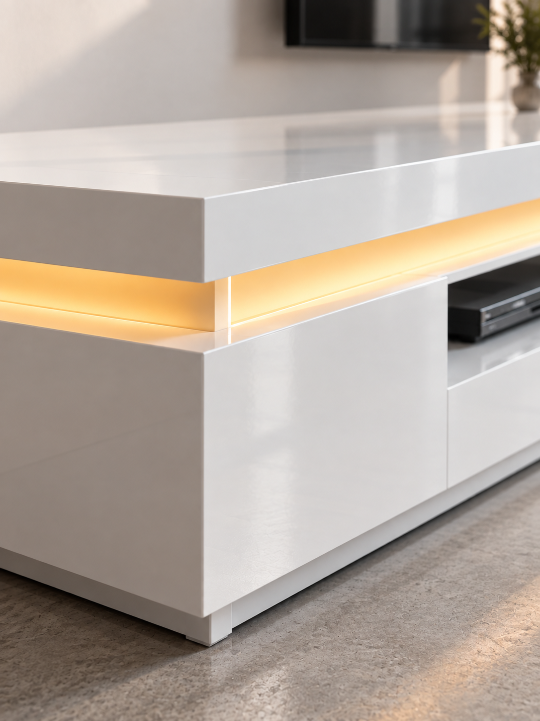 Meuble TV vert armée 175 cm – éclairage LED – vue 3