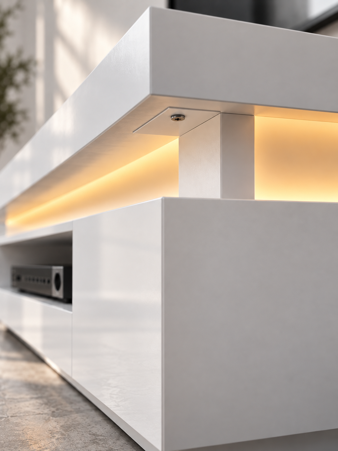 Meuble TV vert armée 175 cm – éclairage LED – vue 4